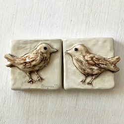 Sparrow Pair Hand Painted 2×2